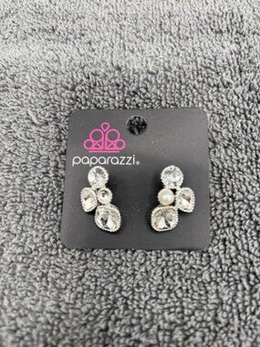 Paparazzi Super Superstar White Earrings